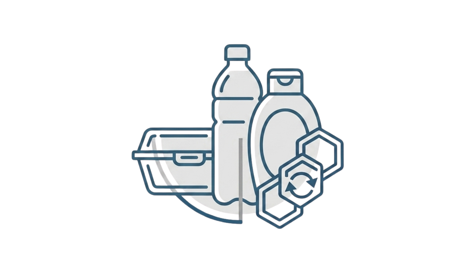 Packaging of different materials: bottles, cans and trays
